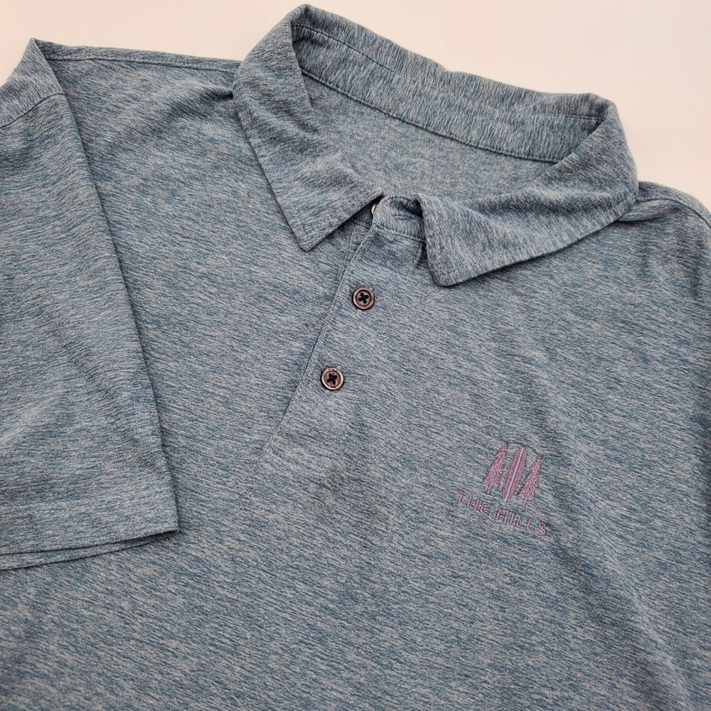 Vuori Mens The Hills Performance Polo Shirt Heathered Blue Short Sleeve XL